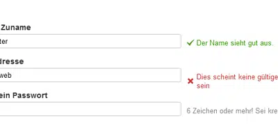 UX von Formularen: Inline Validation