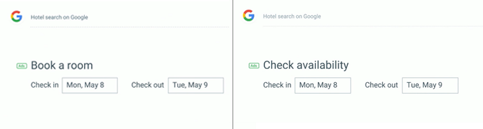 UX-Writing bei Google: "Check availability" performt besser als "Book a room"